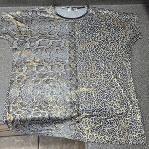 Gold & Gray Animal Print Tee